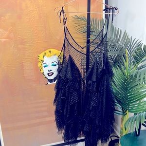 Tulle Polkadot Ruffled Sheer Slip Dress